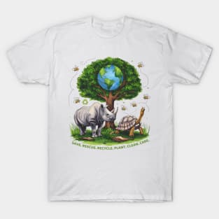 Save Bees Rescue Animals Recycle Plastic Earth Day T-Shirt